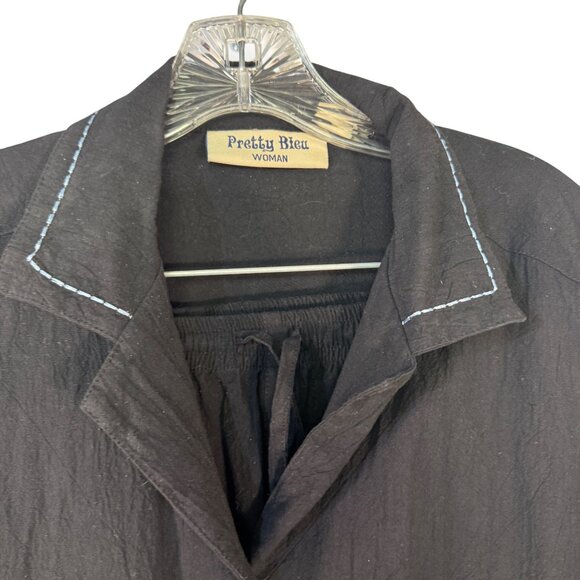 Pretty Bleu Womens Size 2X Black Embroidered Frog  Two Piece Set - Picture 3 of 11